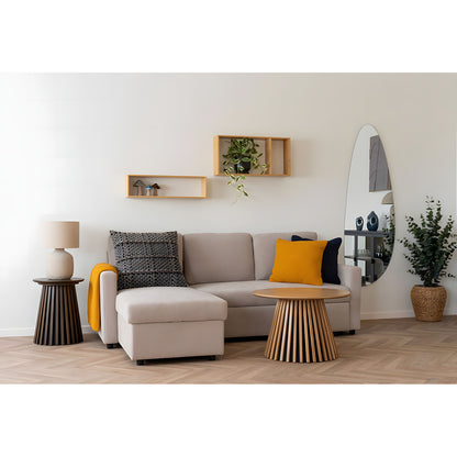Oslo sofabord Ø70 cm med lamelbase i eg finer