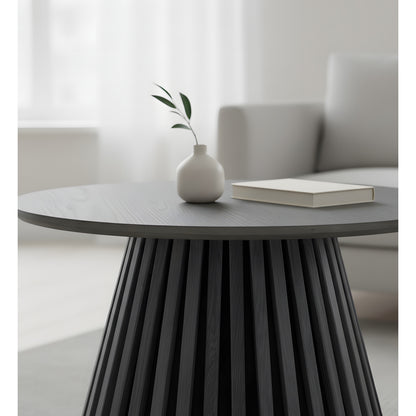 Oslo sofabord Ø70 cm med lamelbase i eg finer