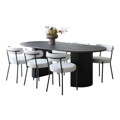 Rom spisebordssæt 100 x 210 cm og 6 stole i hvid/brun