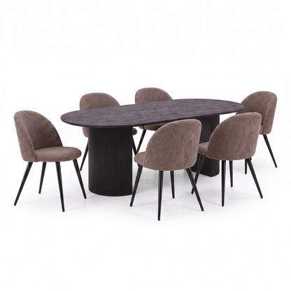 Spisegruppe Rom, 7 dele, med spisebord 210 x 100 cm og 6 stole