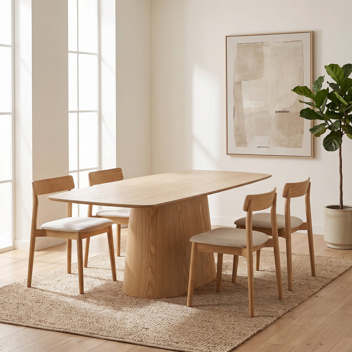 Dijon spisebord 90 x 200 x 76 cm, keramik og askefiner