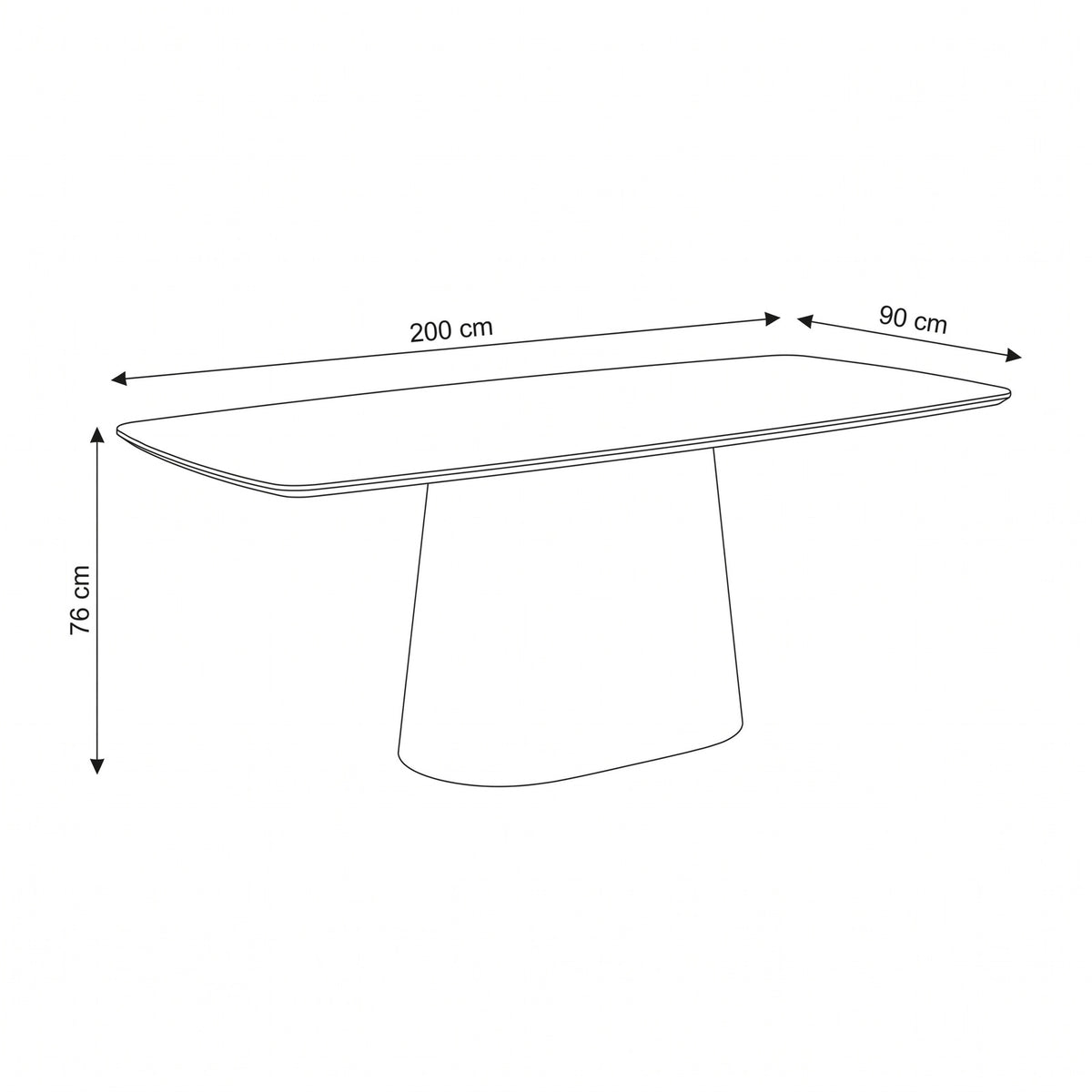 Dijon spisebord 90 x 200 x 76 cm, keramik og askefiner