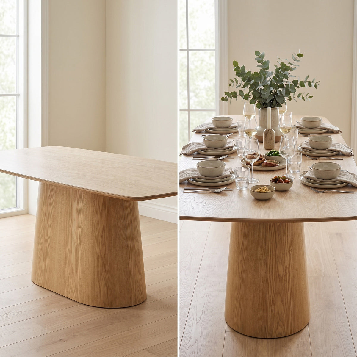 Dijon spisebord 90 x 200 x 76 cm, keramik og askefiner