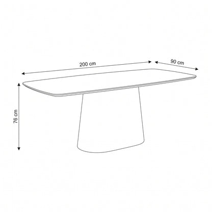 Dijon spisebord 90 x 200 x 76 cm, keramik og askefiner