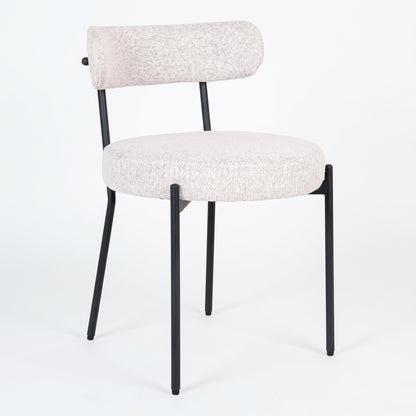 Montpellier spisebordsstole 2-pak med bouclébetræk og stålstel, 49 x 57 x 73 cm