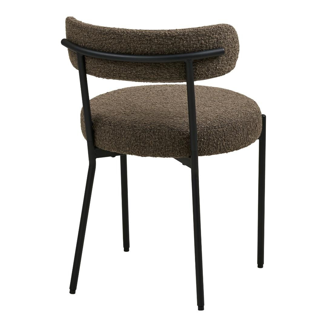Montpellier spisebordsstole 2-pak med bouclébetræk og stålstel, 49 x 57 x 73 cm