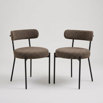 Montpellier spisebordsstole 2-pak med bouclébetræk og stålstel, 49 x 57 x 73 cm