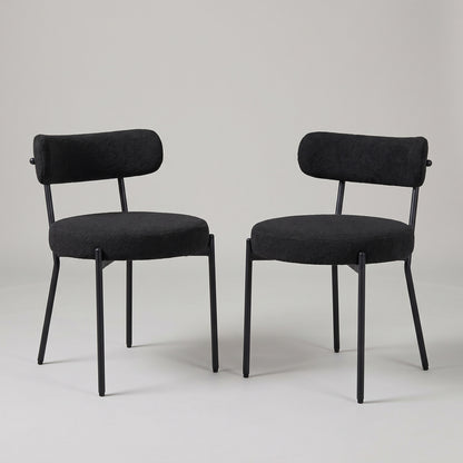 Montpellier spisebordsstole 2-pak med bouclébetræk og stålstel, 49 x 57 x 73 cm