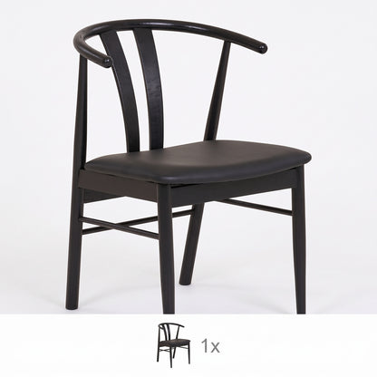Spisebordsstole Aarhus 2-pak med armlæn, eg / sort, 54 x 60 x 77 cm