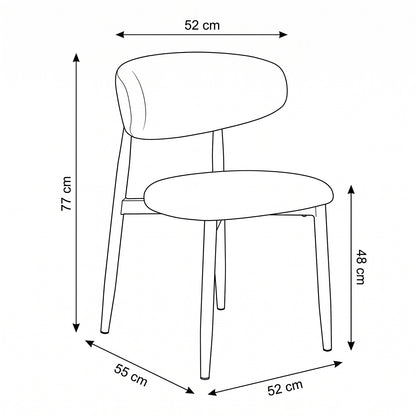 Eindhoven spisebordsstole 2-pak med stofbetræk og metalstel, 52 x 55 x 77 cm