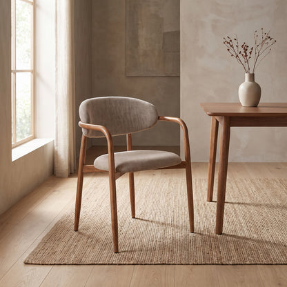 Eindhoven spisebordsstole 2-pak med armlæn med stofbetræk og metalstel, 58 x 56 x 77 cm