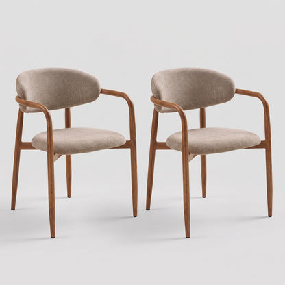 Eindhoven spisebordsstole 2-pak med armlæn med stofbetræk og metalstel, 58 x 56 x 77 cm