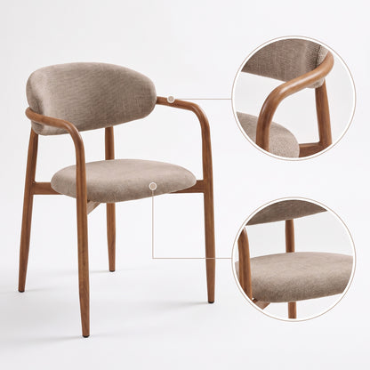 Eindhoven spisebordsstole 2-pak med armlæn med stofbetræk og metalstel, 58 x 56 x 77 cm