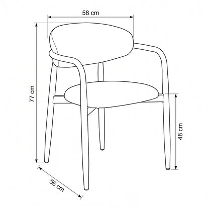 Eindhoven spisebordsstole 2-pak med armlæn med stofbetræk og metalstel, 58 x 56 x 77 cm