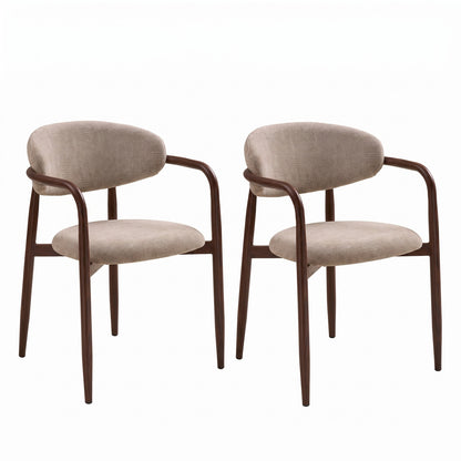 Eindhoven spisebordsstole 2-pak med armlæn med stofbetræk og metalstel, 58 x 56 x 77 cm
