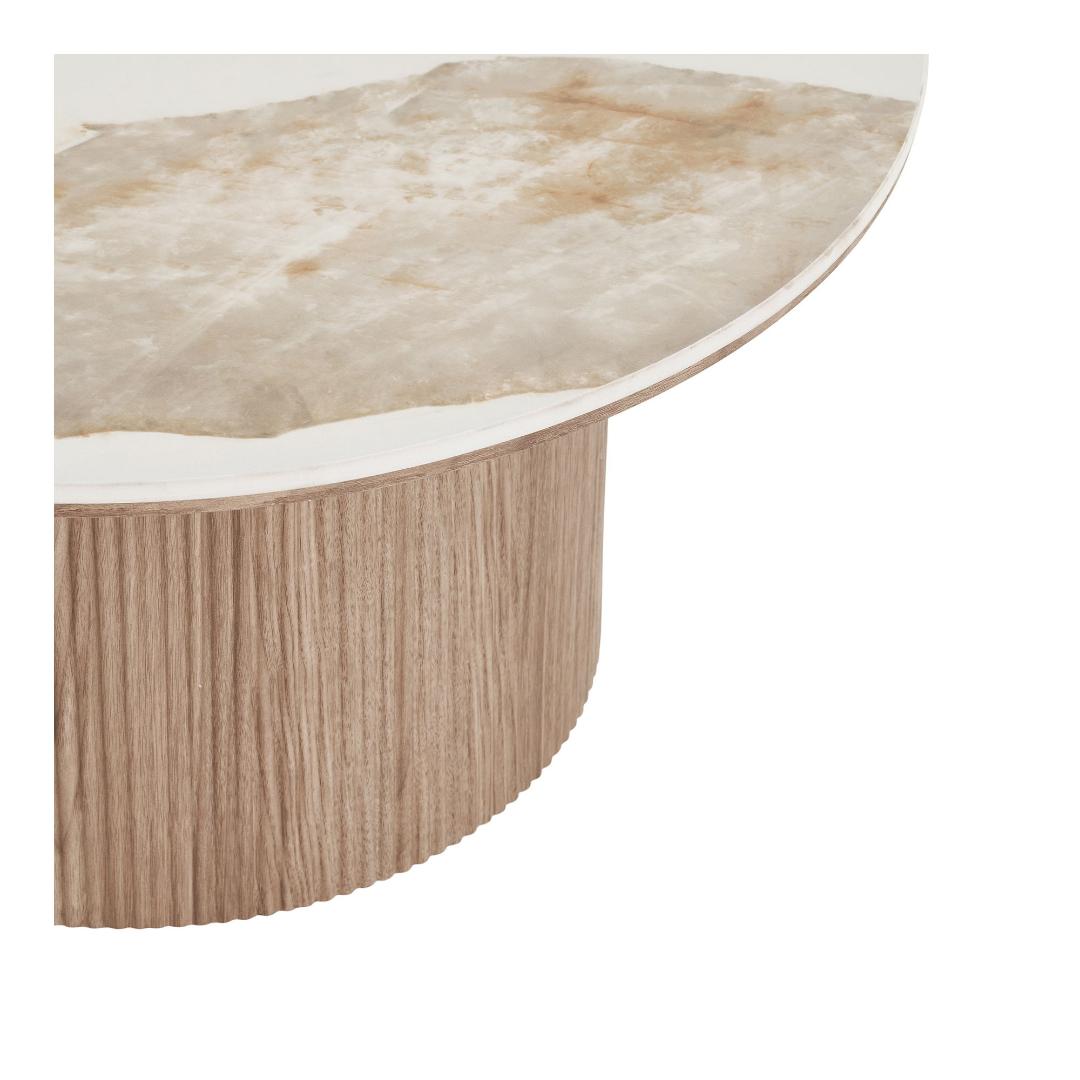 Sofabord Delft i hvid, keramik, MDF, dekorationspapir, træramme, 80 x 80 x 40 cm
