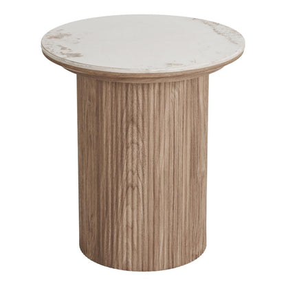 Sidebord Delft i hvid, keramik, MDF, dekorationspapir, træramme, 45 x 45 x 50 cm