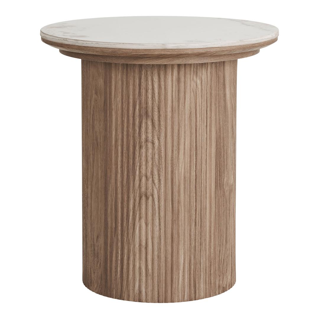 Sidebord Delft i hvid, keramik, MDF, dekorationspapir, træramme, 45 x 45 x 50 cm