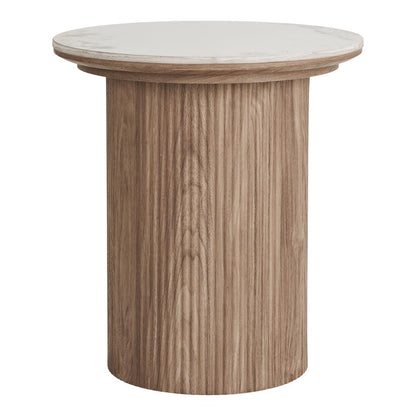 Sidebord Delft i hvid, keramik, MDF, dekorationspapir, træramme, 45 x 45 x 50 cm