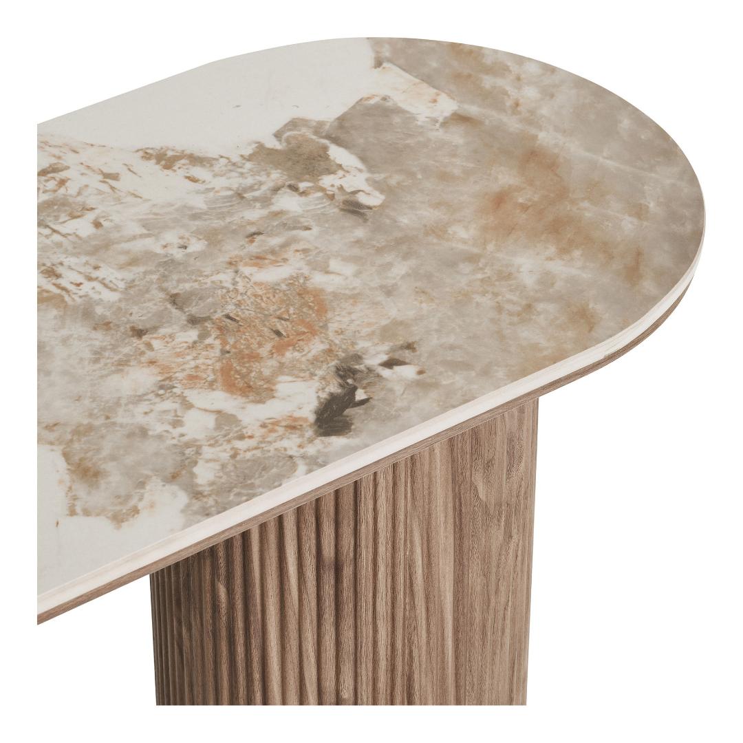 Konsolbord Delft i hvid, keramik, MDF, dekorationspapir, træramme, 120 x 40 x 78 cm