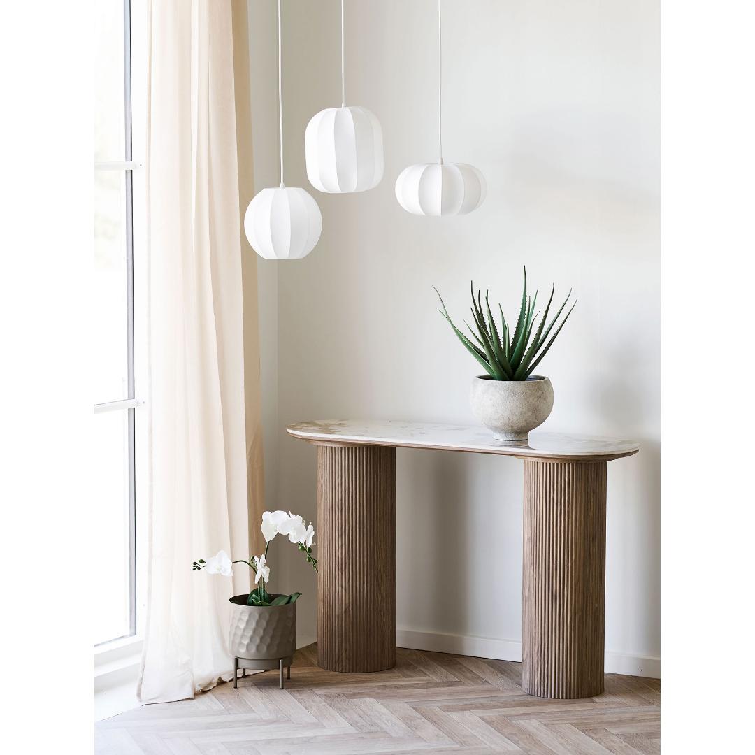 Konsolbord Delft i hvid, keramik, MDF, dekorationspapir, træramme, 120 x 40 x 78 cm
