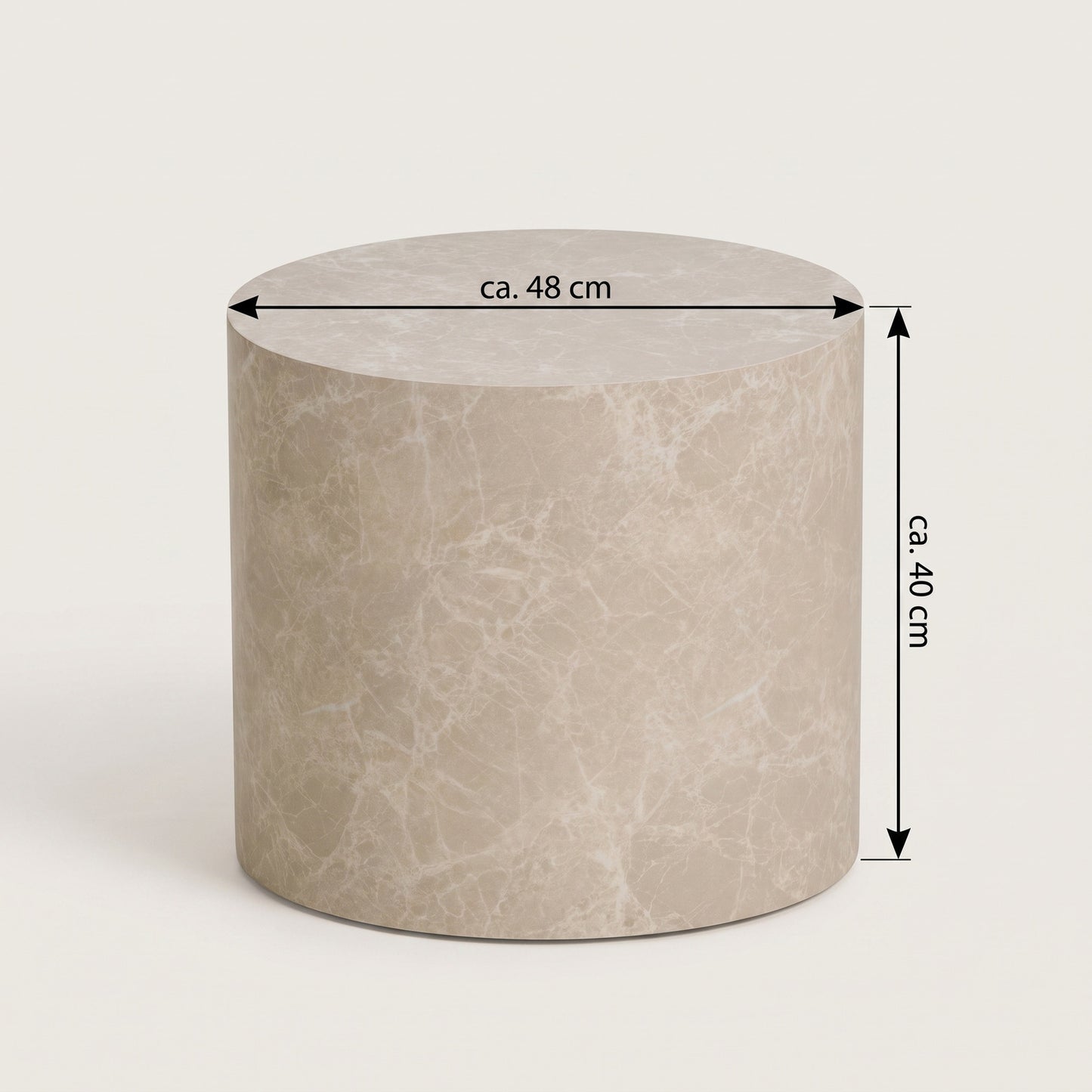 Seoul sofabordssæt med 2 borde i beige marmorlook - 48 x 48 x 40 cm
