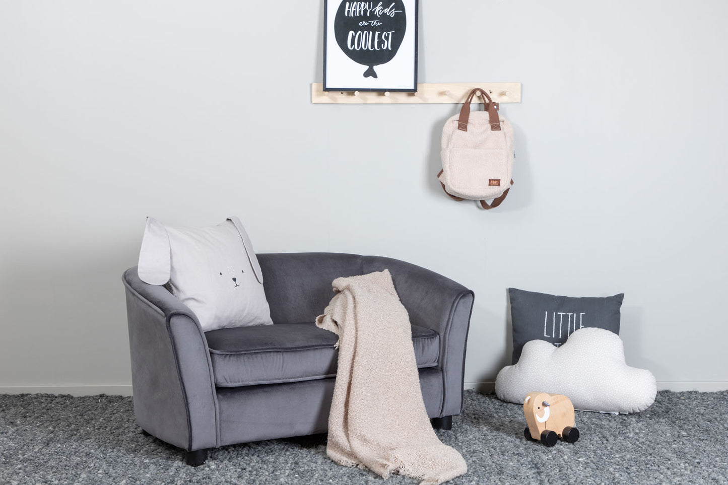 Rotterdam 2-personers sofa 98 x 52 cm til barn i grå