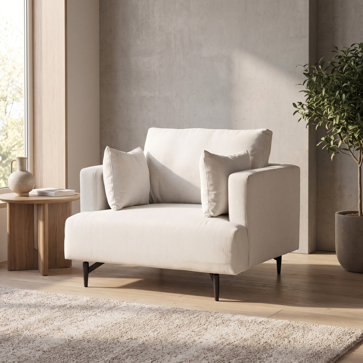 Lænestol Lugano, polyester/stof og metal, 104 x 92 x 82 cm