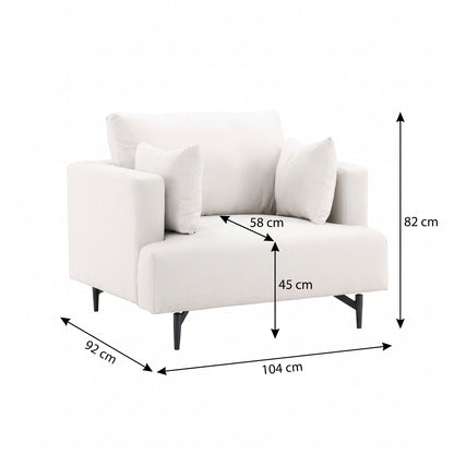 Lænestol Lugano, polyester/stof og metal, 104 x 92 x 82 cm