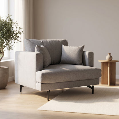 Lænestol Lugano, polyester/stof og metal, 104 x 92 x 82 cm
