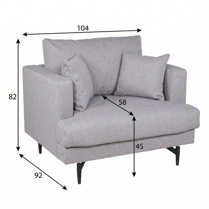 Lænestol Lugano, polyester/stof og metal, 104 x 92 x 82 cm