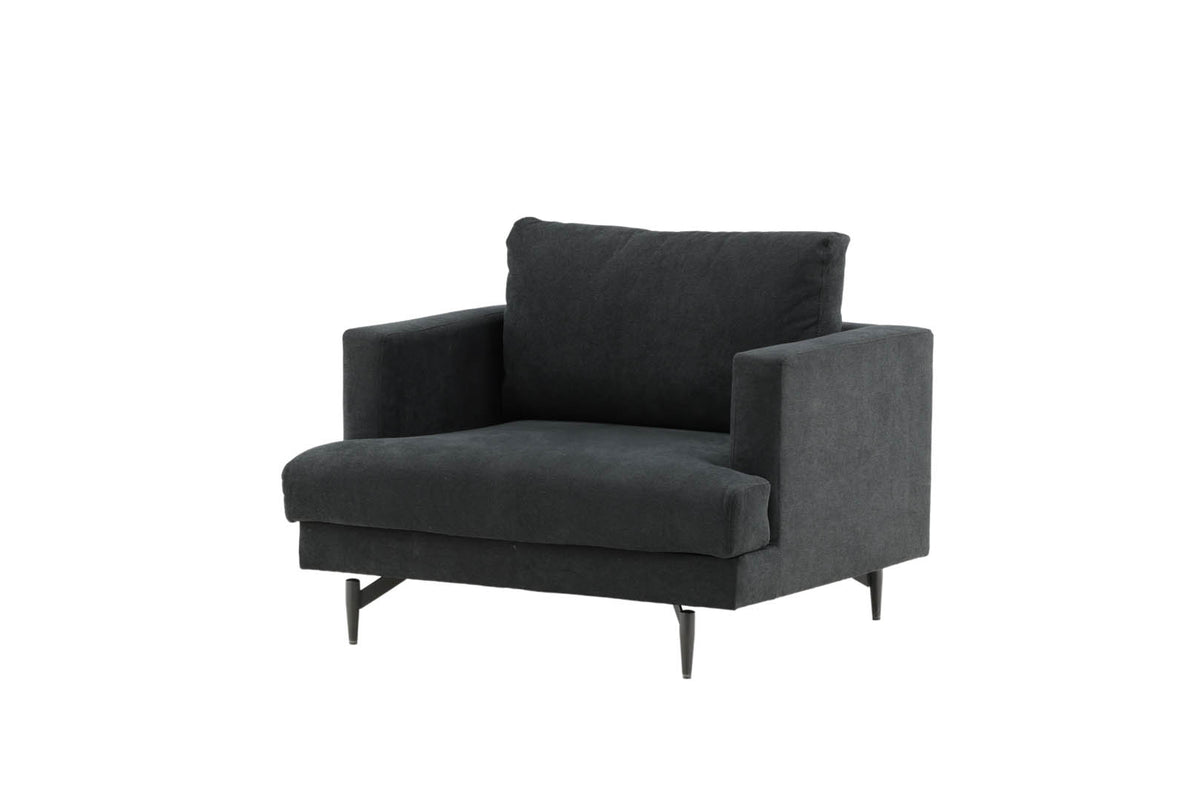 Lænestol Lugano, polyester/stof og metal, 104 x 92 x 82 cm