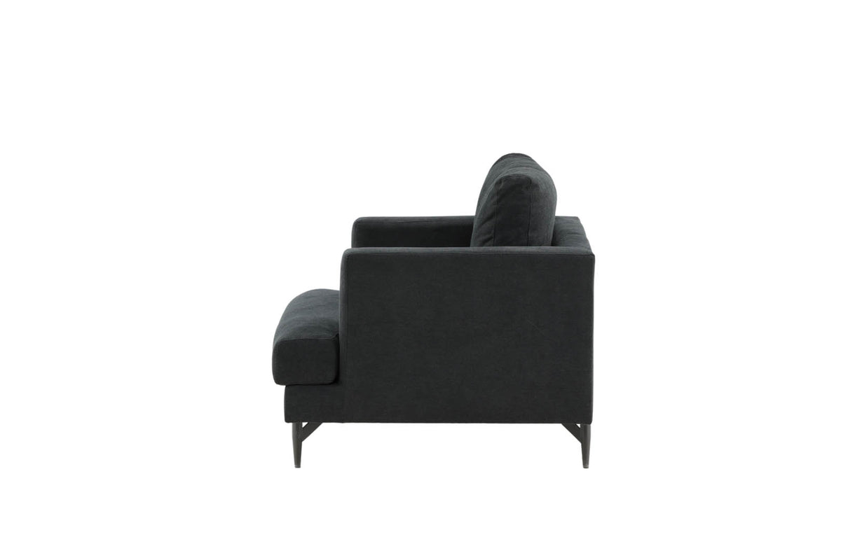 Lænestol Lugano, polyester/stof og metal, 104 x 92 x 82 cm