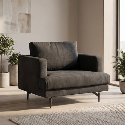 Lænestol Lugano, polyester/stof og metal, 104 x 92 x 82 cm