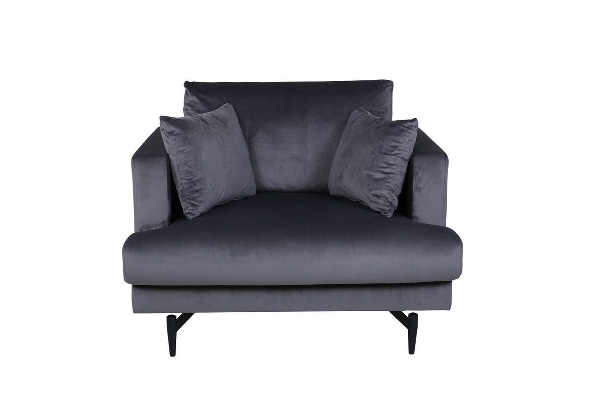 Lænestol Lugano, polyester/stof og metal, 104 x 92 x 82 cm