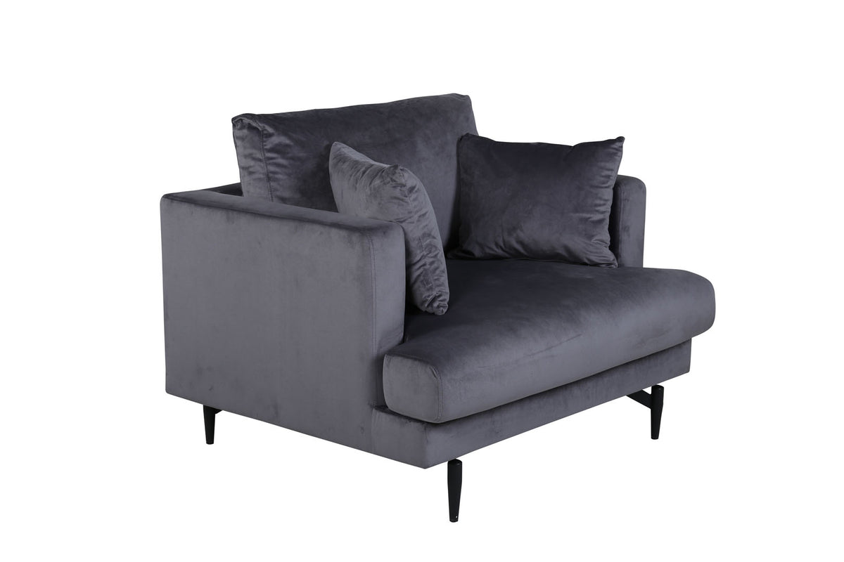 Lænestol Lugano, polyester/stof og metal, 104 x 92 x 82 cm