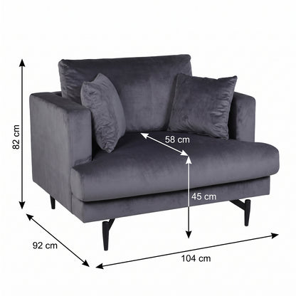 Lænestol Lugano, polyester/stof og metal, 104 x 92 x 82 cm