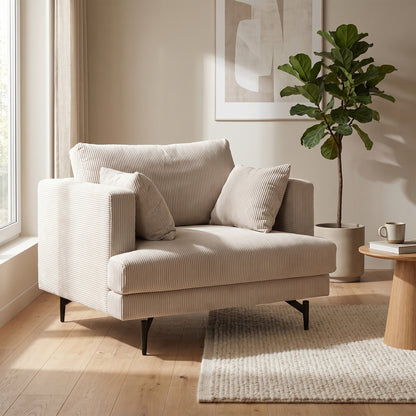 Lænestol Lugano, polyester/stof og metal, 104 x 92 x 82 cm