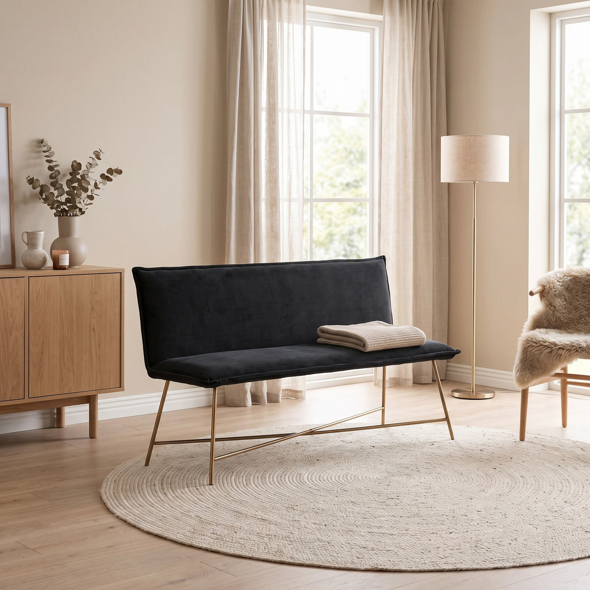 Sevilla 3-personers sofa 160 x 66 cm i sort
