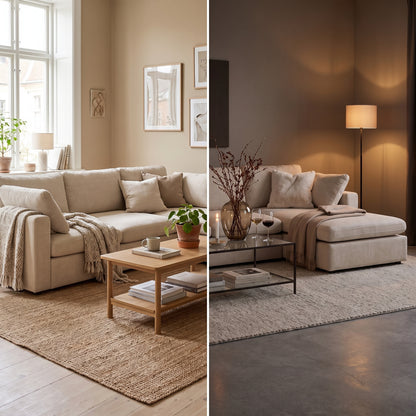 Wien chaiselongsofa med mikrofiberbetræk, højre- eller venstrevendt, inkl. 2 puder - 296 cm bredde