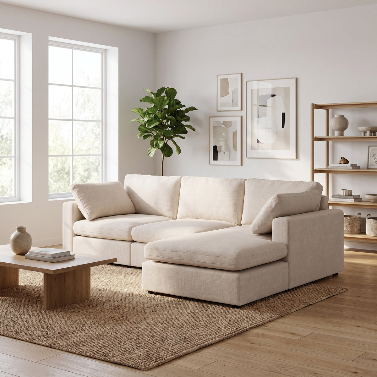 Wien chaiselongsofa med mikrofiberbetræk, højre- eller venstrevendt, inkl. 2 puder - 296 cm bredde