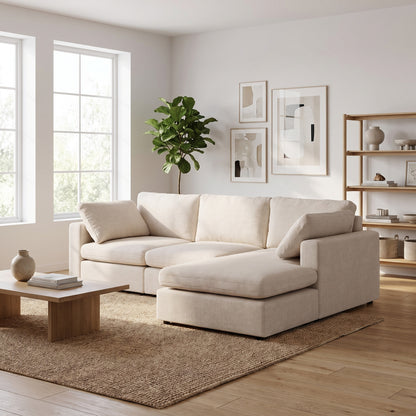 Wien chaiselongsofa med mikrofiberbetræk, højre- eller venstrevendt, inkl. 2 puder - 296 cm bredde