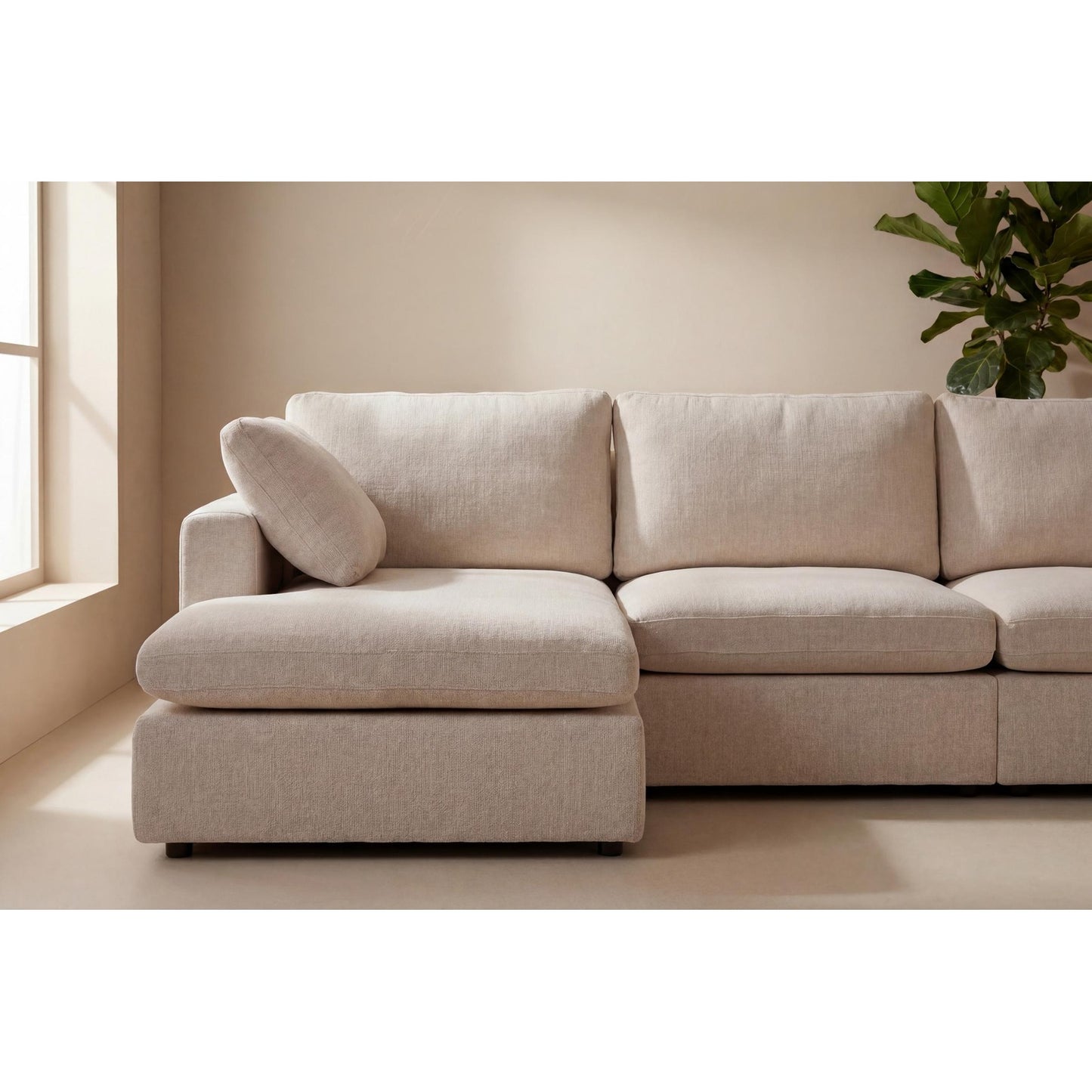 Wien chaiselongsofa med mikrofiberbetræk, højre- eller venstrevendt, inkl. 2 puder - 296 cm bredde