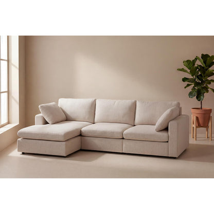 Wien chaiselongsofa med mikrofiberbetræk, højre- eller venstrevendt, inkl. 2 puder - 296 cm bredde