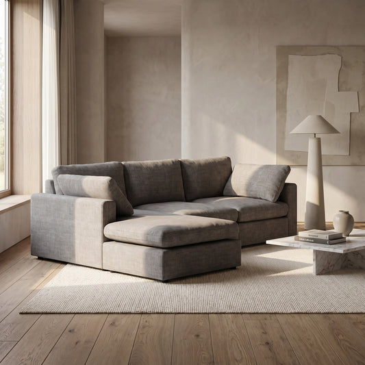 Wien chaiselongsofa med mikrofiberbetræk, højre- eller venstrevendt, inkl. 2 puder - 296 cm bredde