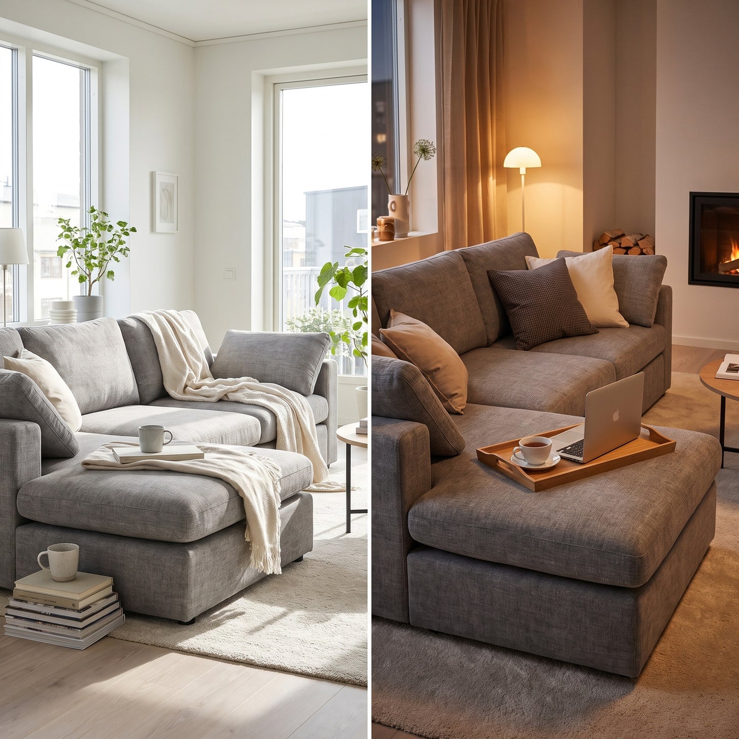 Wien chaiselongsofa med mikrofiberbetræk, højre- eller venstrevendt, inkl. 2 puder - 296 cm bredde
