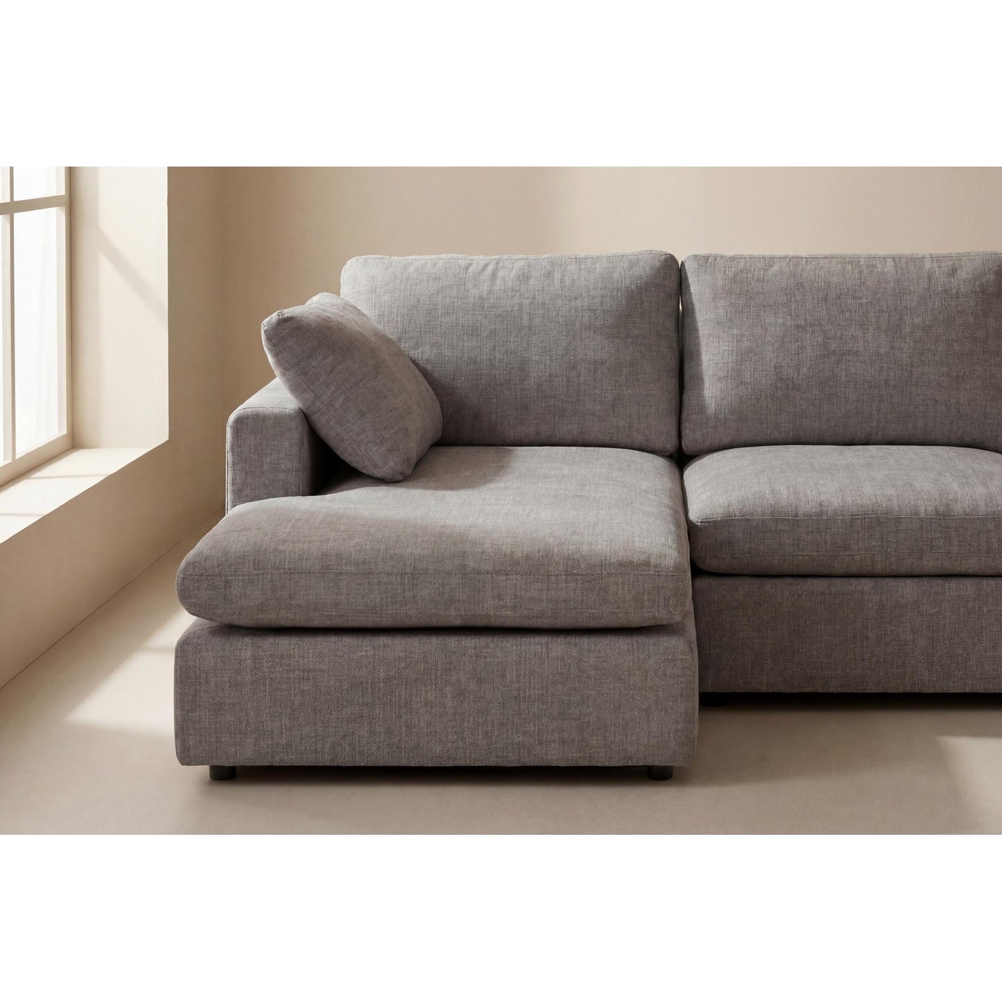 Wien chaiselongsofa med mikrofiberbetræk, højre- eller venstrevendt, inkl. 2 puder - 296 cm bredde
