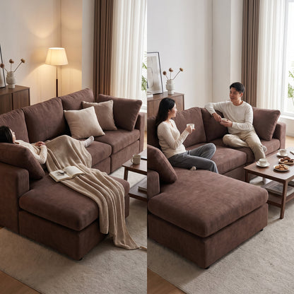Wien chaiselongsofa med mikrofiberbetræk, højre- eller venstrevendt, inkl. 2 puder - 296 cm bredde