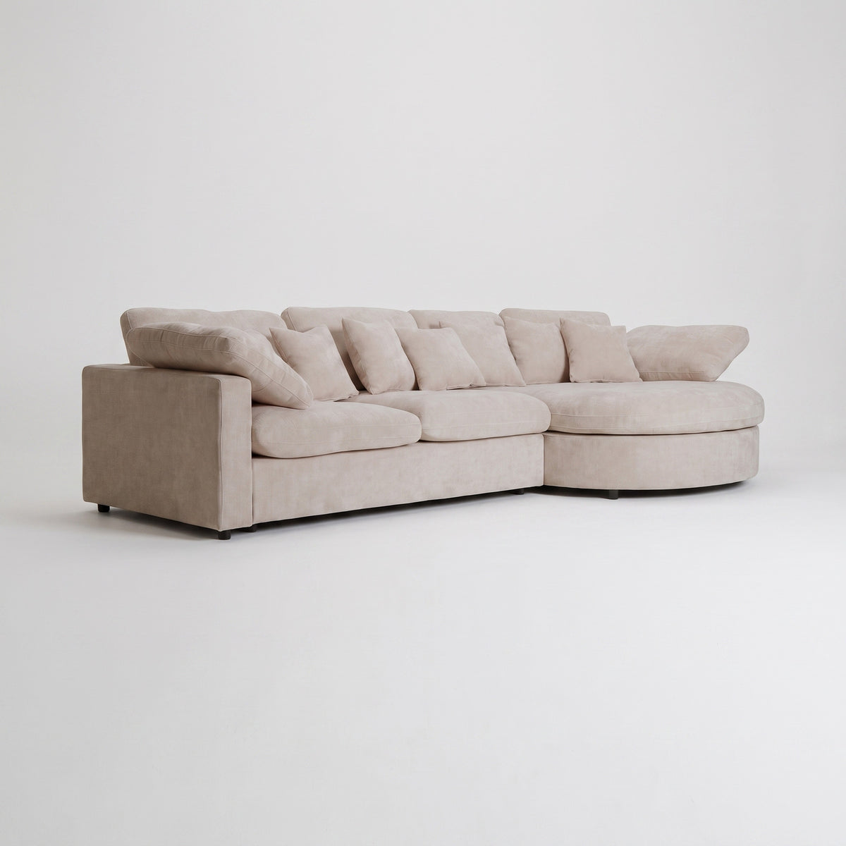 Innsbruck chaiselongsofa i bouclé, højrevendt, inkl. 7 puder - 312 cm bredde