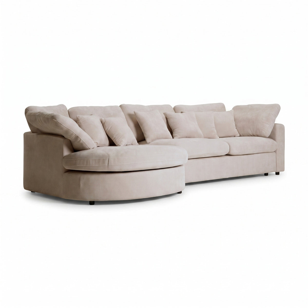 Innsbruck chaiselongsofa i bouclé, venstrevendt, inkl. 7 puder - 312 cm bredde